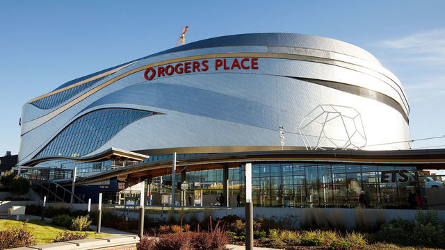 EDMONTON, AB - OCTOBER 04: Edmonton Oilers' home arena Rogers Place is seen from the exterior ahead of the home opener against the Calgary Flames on October 4, 2017 in Edmonton, Canada.