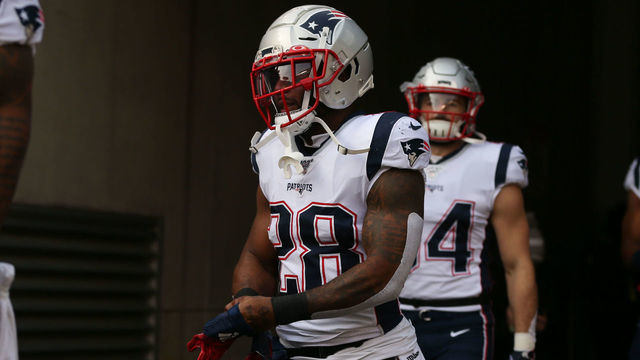 CINCINNATI, OH - DECEMBER 15: New England Patriots running back James White (28) runs onto the field before the game against the New England Patriots and the Cincinnati Bengals on December 15th 2019, at Paul Brown Stadium in Cincinnati, OH.