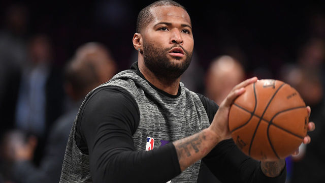 NEW YORK, NEW YORK - JANUARY 23: DeMarcus Cousins #15 of the Los Angeles Lakers warms up before the game against the Brooklyn Nets at Barclays Center on January 23, 2020 in New York City.