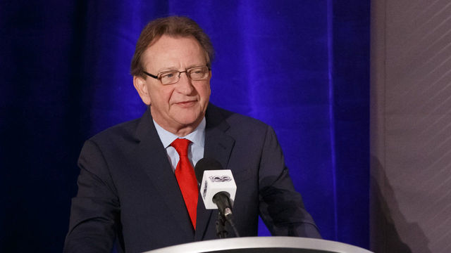 OTTAWA, ON - MARCH 17: Ottawa Senators Owner, Governor & Chairman Eugene Melnyk speaks during the 2017 Scotiabank NHL 100 Classic announcement at the Chateau Laurier on March 17, 2017 in Ottawa, Ontario, Canada.