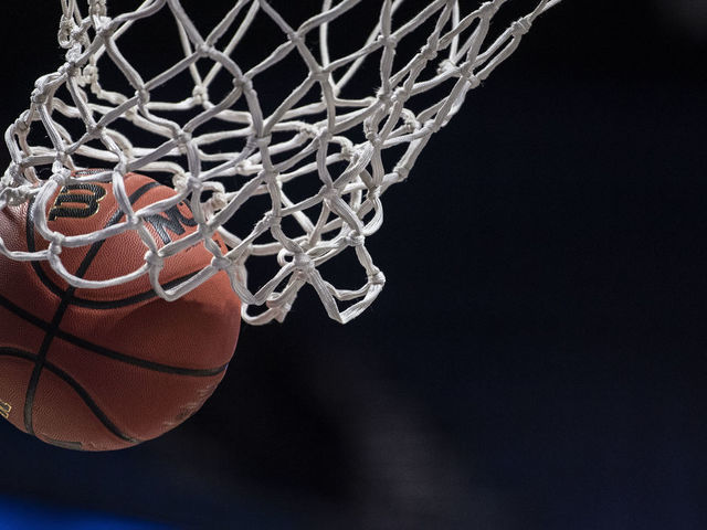 UNCASVILLE, CT - MARCH 09: A detailed view of a basketball net and Wilson NCAA basketball at Mohegan Sun Arena on March 9, 2020 in Uncasville, Connecticut.