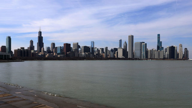 CHICAGO - MARCH 01: The Chicago skyline, photographed from outside the Adler Planetarium in Chicago, Illinois on March 1, 2020.