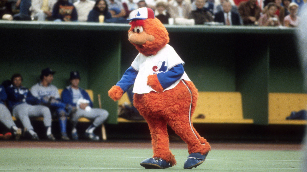 MONTREAL, QU - CIRCA 1989: The Montreal Expos mascot Youppi performs during a Major League Baseball game circa 1989 at Olympic Stadium in Montreal, Quebec.
