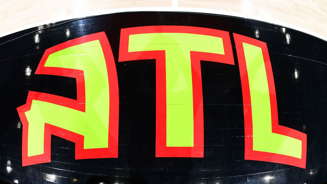 ATLANTA, GA - MARCH 9: A sideline of the court at State Farm Arena on March 9, 2020 at State Farm Arena in Atlanta, Georgia. NOTE TO USER: User expressly acknowledges and agrees that, by downloading and/or using this Photograph, user is consenting to the terms and conditions of the Getty Images License Agreement. Mandatory Copyright Notice: Copyright 2020 NBAE