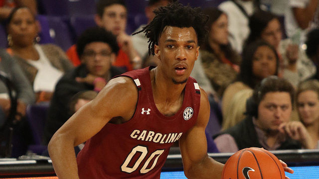 CLEMSON, SC - DECEMBER 15: AJ Lawson (00) guard of South Carolina during a college basketball game between the South Carolina Gamecocks and the Clemson Tigers on December 15, 2019, at Littlejohn Coliseum in Clemson, S.C.