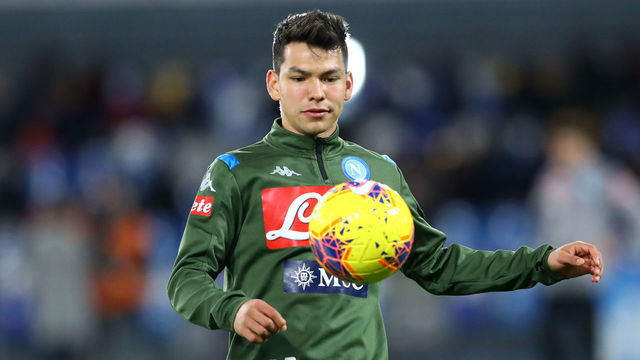 Hirving Lozano of Napoli during the warm up before the football Serie A match SSC Napoli v Torino Fc at the San Paolo Stadium in Naples, Italy on February 29, 2020