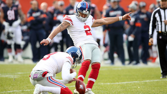 CHICAGO, IL - NOVEMBER 24: Aldrick Rosas #2 of the New York Giants in action during the game against the Chicago Bears at Soldier Field on November 24, 2019 in Chicago Illinois. The Bears defeated the Giants 19-14.