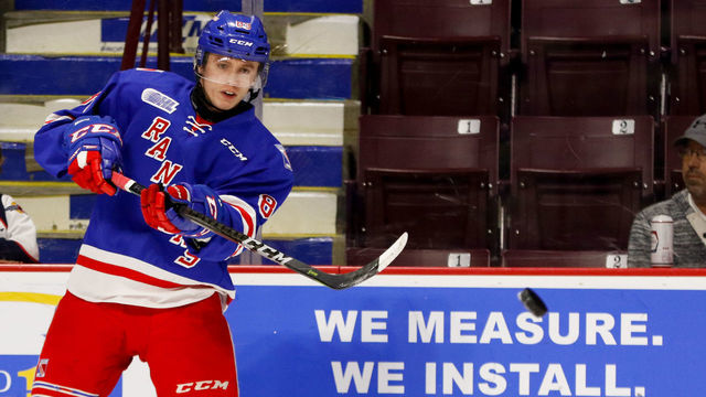 WINDSOR, ON - SEPTEMBER 29: Forward Eric Guest #89 of the Kitchener Rangers skates prior to a game against the Windsor Spitfires on September 29, 2018 at the WFCU Centre in Windsor, Ontario, Canada.
