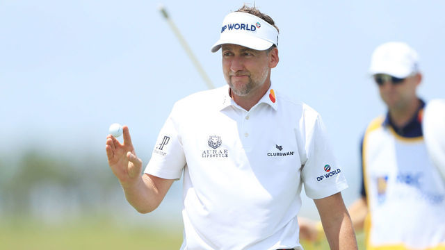 HILTON HEAD ISLAND, SOUTH CAROLINA - JUNE 18: Ian Poulter of England reacts to his birdie on the 18th green during the first round of the RBC Heritage on June 18, 2020 at Harbour Town Golf Links in Hilton Head Island, South Carolina.