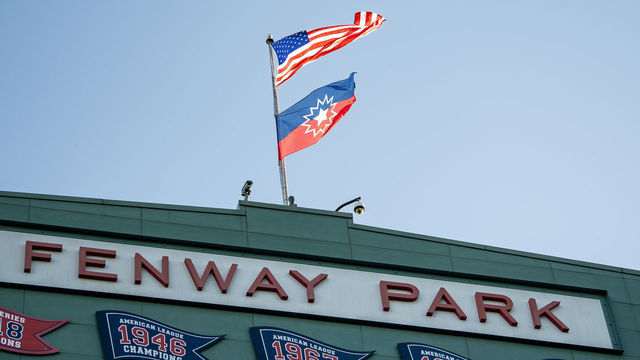 BOSTON, MA - JUNE 18: A flag in recognition of Juneteenth is displayed as the Major League Baseball season is postponed due the coronavirus pandemic on June 18, 2020 at Fenway Park in Boston, Massachusetts.