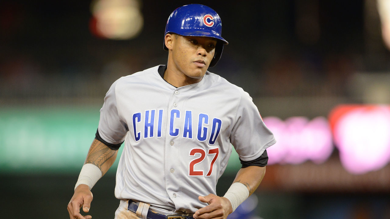 WASHINGTON, DC - MAY 17: Addison Russell #27 of the Chicago Cubs runs the bases against the Washington Nationals at Nationals Park on May 17, 2019 in Washington, DC.