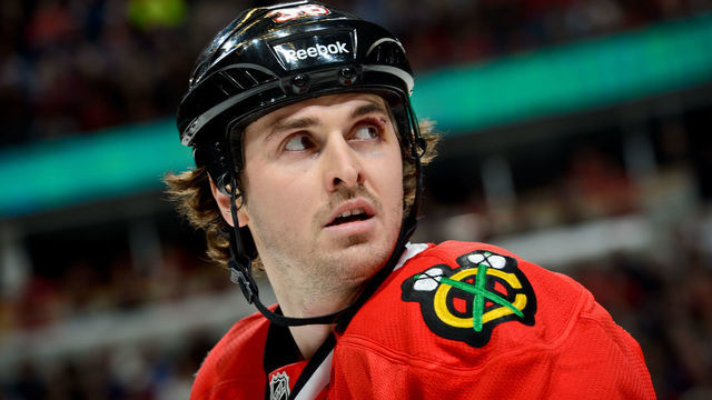 CHICAGO, IL - MARCH 29: Dave Bolland #36 of the Chicago Blackhawks looks over his shoulder during the NHL game against the Anaheim Ducks on March 29, 2013 at the United Center in Chicago, Illinois.