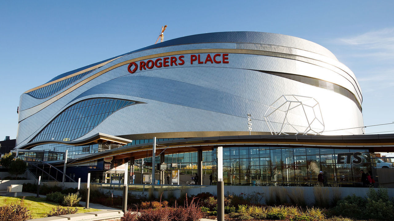 EDMONTON, AB - OCTOBER 04: Edmonton Oilers' home arena Rogers Place is seen from the exterior ahead of the home opener against the Calgary Flames on October 4, 2017 in Edmonton, Canada.