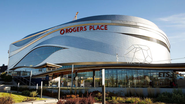 EDMONTON, AB - OCTOBER 04: Edmonton Oilers' home arena Rogers Place is seen from the exterior ahead of the home opener against the Calgary Flames on October 4, 2017 in Edmonton, Canada.