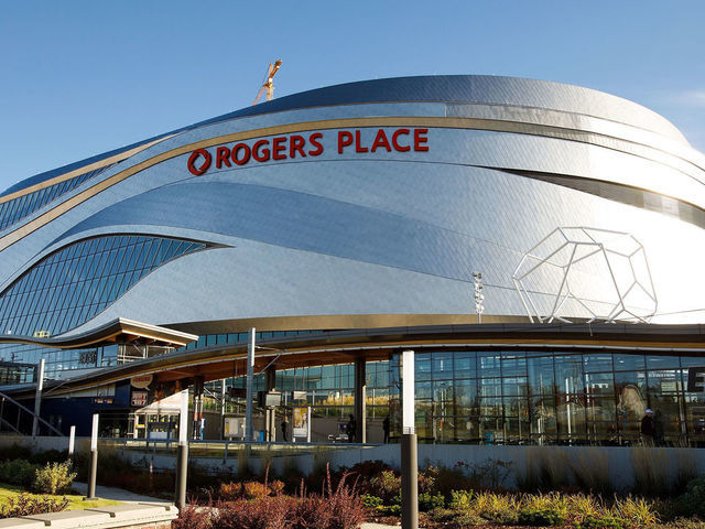 EDMONTON, AB - OCTOBER 04: Edmonton Oilers' home arena Rogers Place is seen from the exterior ahead of the home opener against the Calgary Flames on October 4, 2017 in Edmonton, Canada.