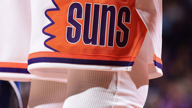PHOENIX, AZ - NOVEMBER 10: A close up view of the Phoenix Suns logo during the game against the Orlando Magic on November 10, 2017 at Talking Stick Resort Arena in Phoenix, Arizona. Mandatory Copyright Notice: Copyright 2017 NBAE