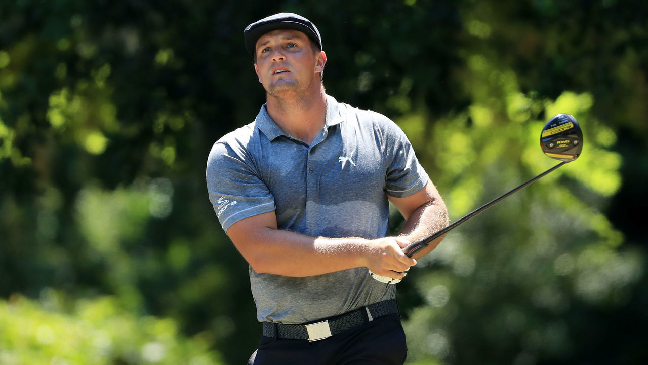 HILTON HEAD ISLAND, SOUTH CAROLINA - JUNE 20: Bryson DeChambeau of the United States plays his shot from the fourth tee during the third round of the RBC Heritage on June 20, 2020 at Harbour Town Golf Links in Hilton Head Island, South Carolina.