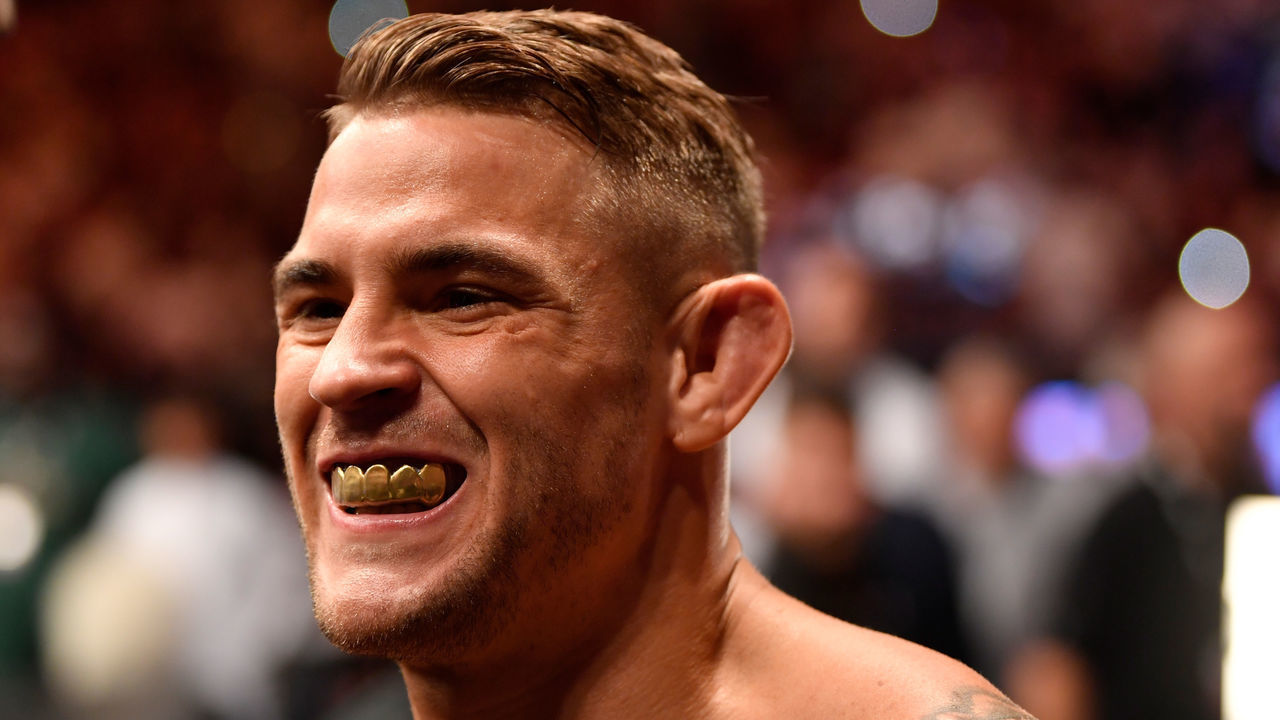ABU DHABI, UNITED ARAB EMIRATES - SEPTEMBER 07: Dustin Poirier prepares to enter the Octagon prior to his lightweight championship bout against Khabib Nurmagomedov of Russia during UFC 242 at The Arena on September 7, 2019 in Yas Island, Abu Dhabi, United Arab Emirates.