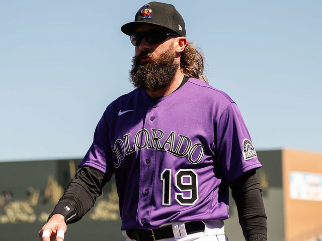 SCOTTSDALE, AZ - MARCH 03: Colorado Rockies right fielder Charlie Blackmon (19) looks on before the spring training MLB baseball game between the Chicago Cubs and the Colorado Rockies on March 3, 2020 at Salt River Fields at Talking Stick in Scottsdale, Arizona.