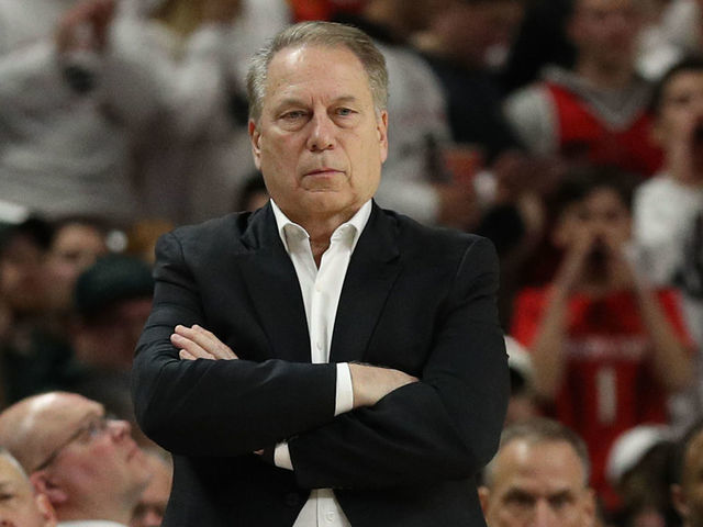 COLLEGE PARK, MARYLAND - FEBRUARY 29: Head coach Tom Izzo of the Michigan State Spartans looks on against the Maryland Terrapins during the first half at Xfinity Center on February 29, 2020 in College Park, Maryland.