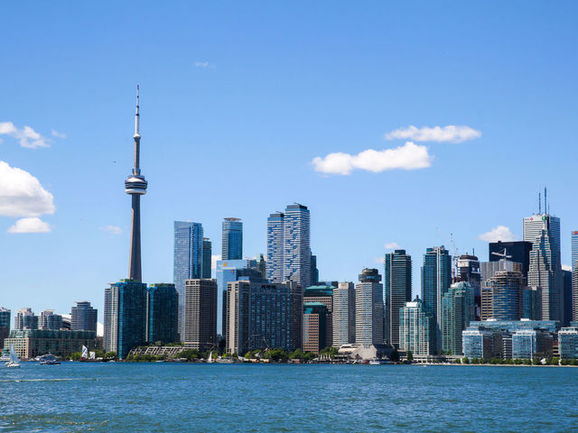 TORONTO, CANADA - 2019/06/30: Toronto skyline during a hot and sunny day.