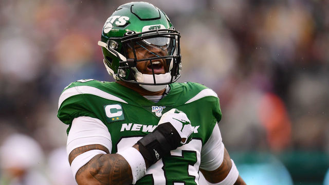 EAST RUTHERFORD, NEW JERSEY - NOVEMBER 24: Jamal Adams #33 of the New York Jets reacts after sacking Derek Carr #4 of the Oakland Raiders during the first half of their game at MetLife Stadium on November 24, 2019 in East Rutherford, New Jersey.