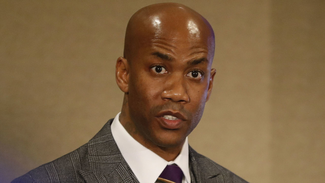 BEIJING, CHINA - OCTOBER 29: Head coach Stephon Marbury on of Beijing Begcl Basketball Club attends during Beijing Begcl Basketball Club Holds Pre-Match Press Conference on October 29, 2019 in Beijing, China.