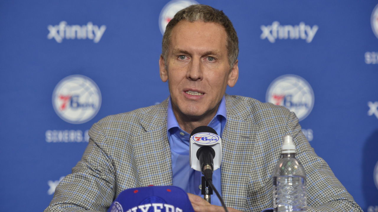 PHILADELPHIA, PA - JUNE 24: General Manager Bryan Colangelo attends a press conference after the Philadelphia 76ers introduce Ben Simmons and Timothé Luwawu-Cabarrot from the 2016 NBA Draft on June 24, 2016 in Philadelphia, PA. NOTE TO USER: User expressly acknowledges and agrees that, by downloading and/or using this Photograph, user is consenting to the terms and conditions of the Getty Images License Agreement. Mandatory Copyright Notice: Copyright 2016 NBAE
