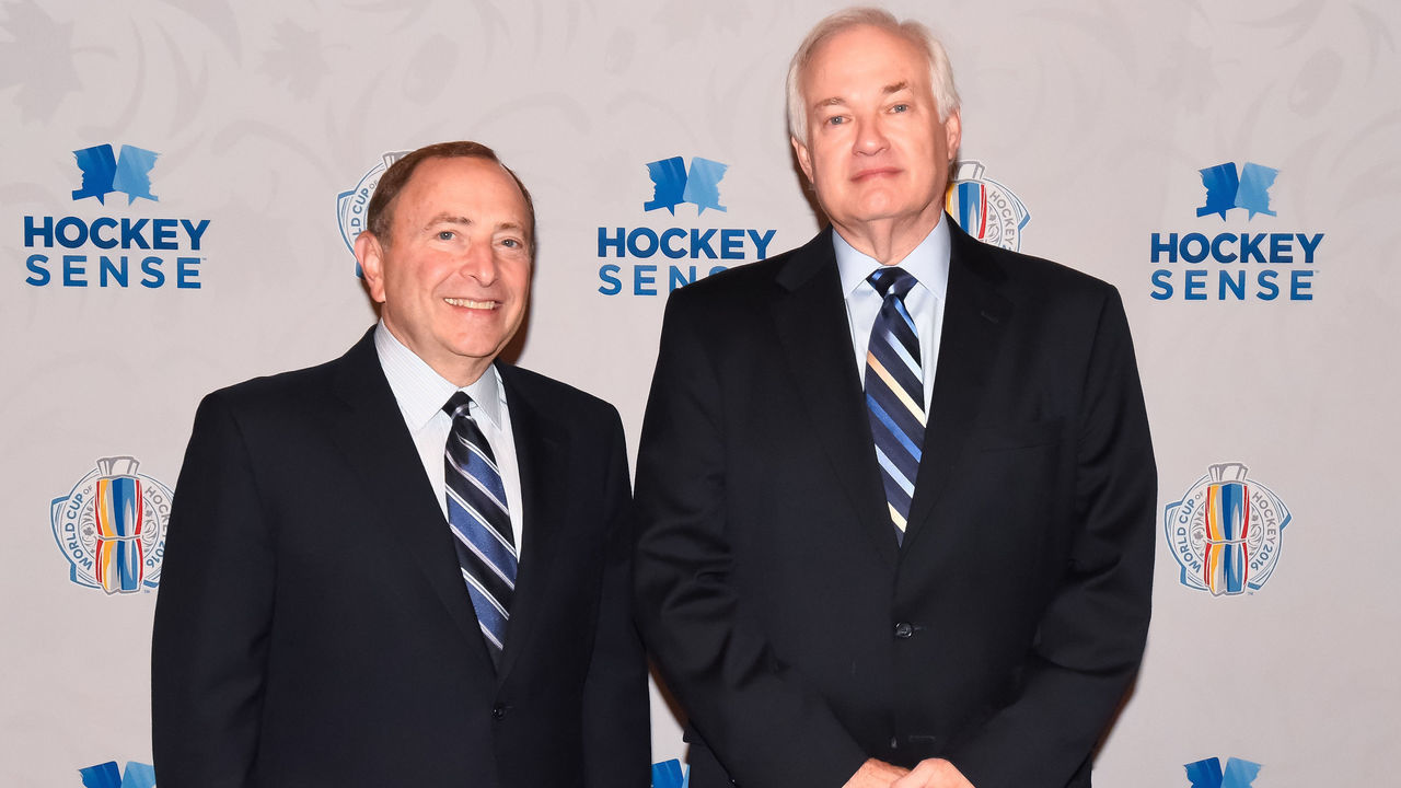 TORONTO, ON - SEPTEMBER 19: Gary Bettman and Don Fehr at Hockey SENSE, in partnership with the NHL, NHLPA and Beyond Sport at the World Cup of Hockey 2016 at Hockey Hall of Fame on September 19, 2016 in Toronto, Ontario, Canada.