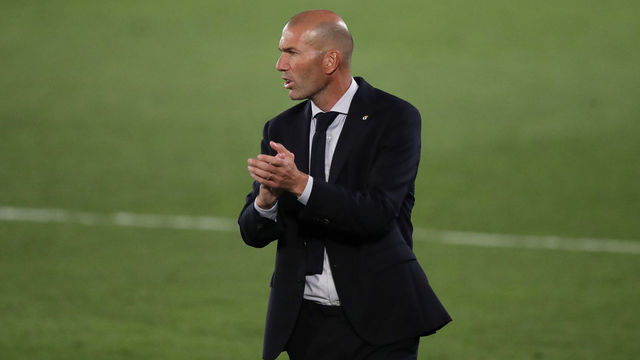 MADRID, SPAIN - JUNE 24: Manager Zinedine Zidane of Real Madrid CF encourages his team during the Liga match between Real Madrid CF and RCD Mallorca at Estadio Alfredo Di Stefano on June 24, 2020 in Madrid, Spain.