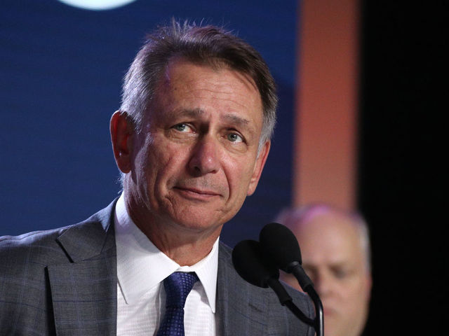 VANCOUVER, BRITISH COLUMBIA - JUNE 21: General Manager Ken Holland of the Edmonton Oilers speaks onstage during the first round of the 2019 NHL Draft at Rogers Arena on June 21, 2019 in Vancouver, Canada.