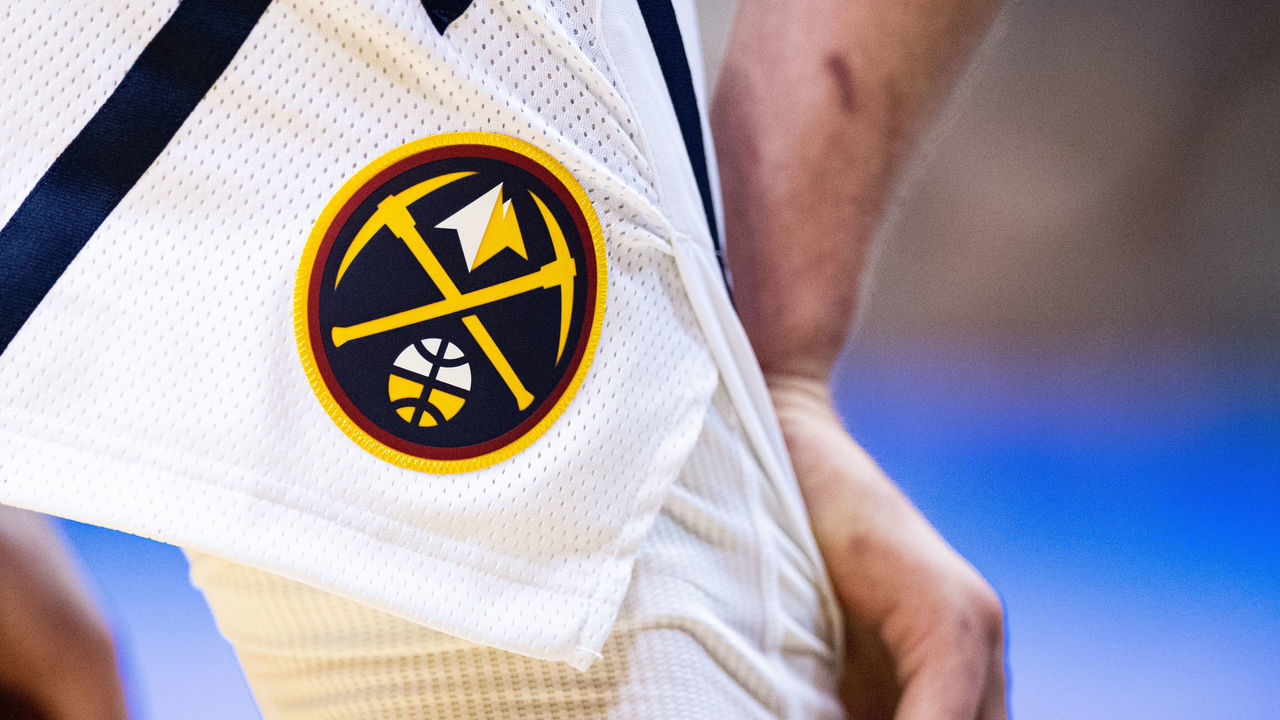CHARLOTTE, NORTH CAROLINA - MARCH 05: The Denver Nuggets logo on the shorts of Nikola Jokic #15 of the Denver Nuggets during the fourth quarter during their game against the Charlotte Hornets at Spectrum Center on March 05, 2020 in Charlotte, North Carolina. NOTE TO USER: User expressly acknowledges and agrees that, by downloading and/or using this photograph, user is consenting to the terms and conditions of the Getty Images License Agreement.
