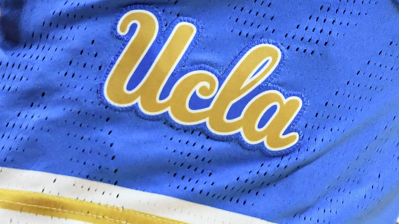 COLLEGE PARK, MD - MARCH 25: The UCLA Bruins logo on a pair of shorts during a NCAA Women's Basketball Tournament - Second Round game against the Maryland Terrapins at the Xfinity Center Center on March 25, 2019 in College Park, Maryland.