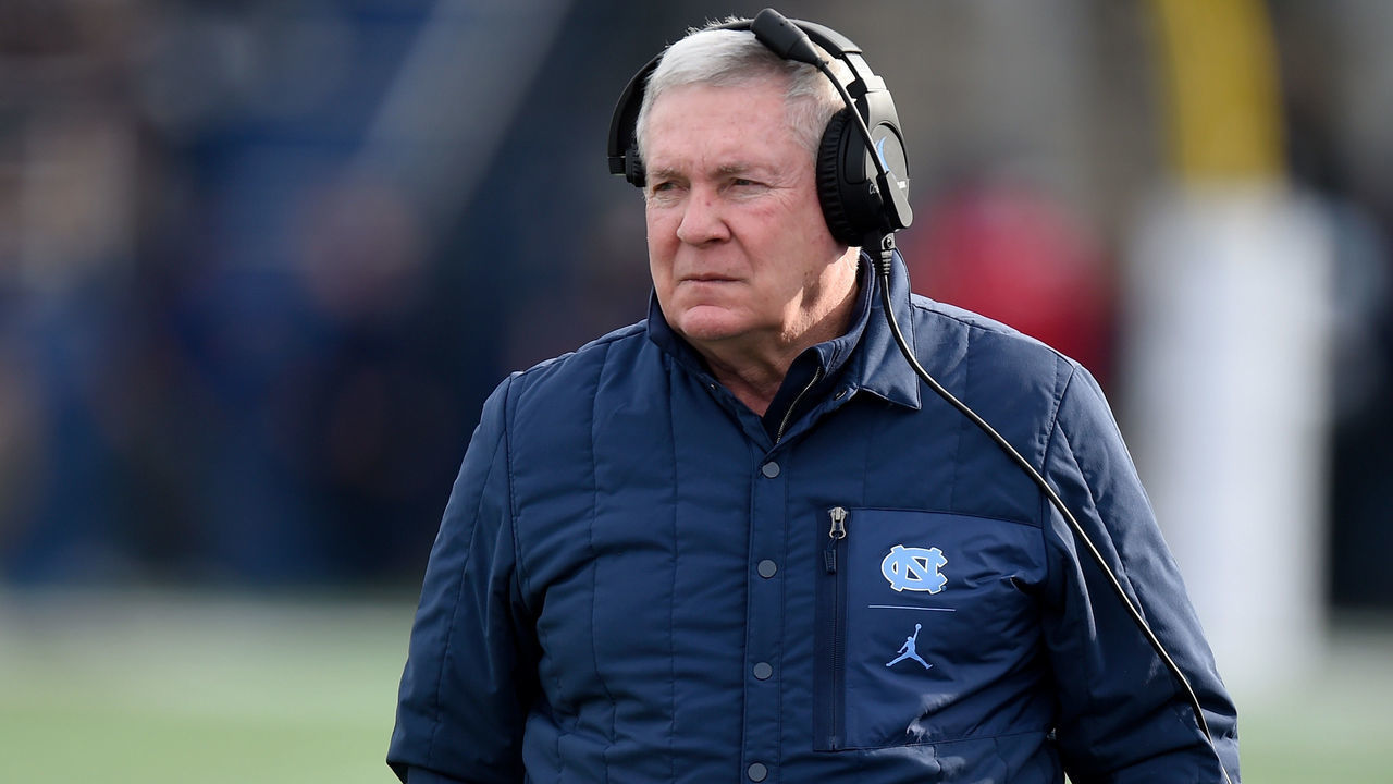 ANNAPOLIS, MD - DECEMBER 27: Head Coach Mack Brown of the North Carolina Tar Heels watches the game against the Temple Owls in the Military Bowl Presented by Northrop Grumman at Navy-Marine Corps Memorial Stadium on December 27, 2019 in Annapolis, Maryland.