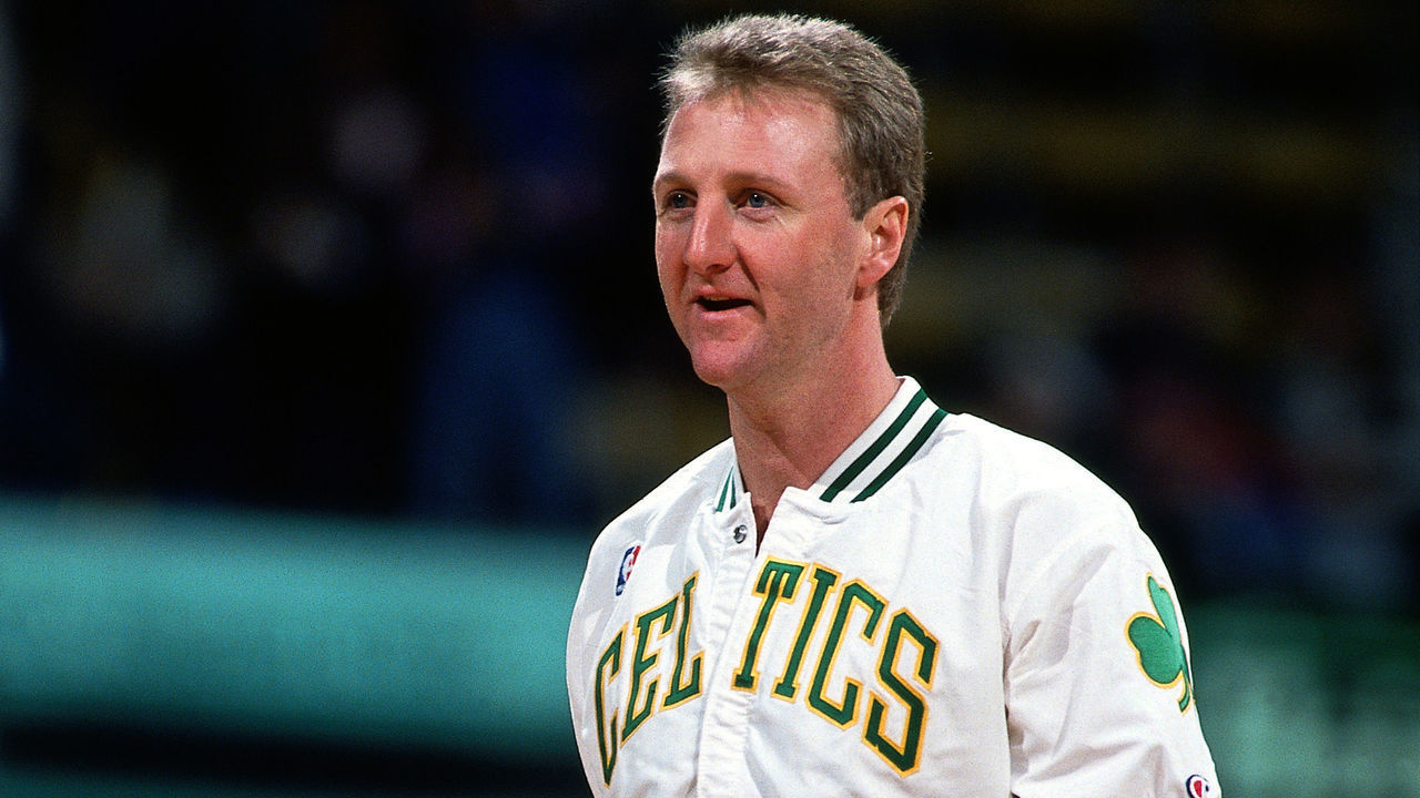 BOSTON - 1991: Larry Bird #33 of the Boston Celtics during warmups before the NBA game at the Boston Garden in Boston, Masachussetts in 1991. NOTE TO USER: User expressly acknowledges and agrees that, by downloading and or using this photograph, User is consenting to the terms and conditions of the Getty Images License Agreement. Mandatory copyright notice: Copyright NBAE 1991