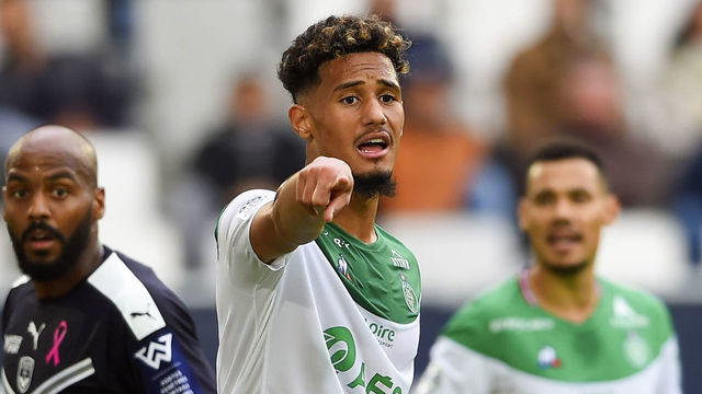 Saint-Etienne's French defender William Saliba gestures during the French L1 football match between Bordeaux and Saint-Etienne (ASSE) on October 20, 2019, at the Matmut Atlantique stadium in Bordeaux, southwestern France.