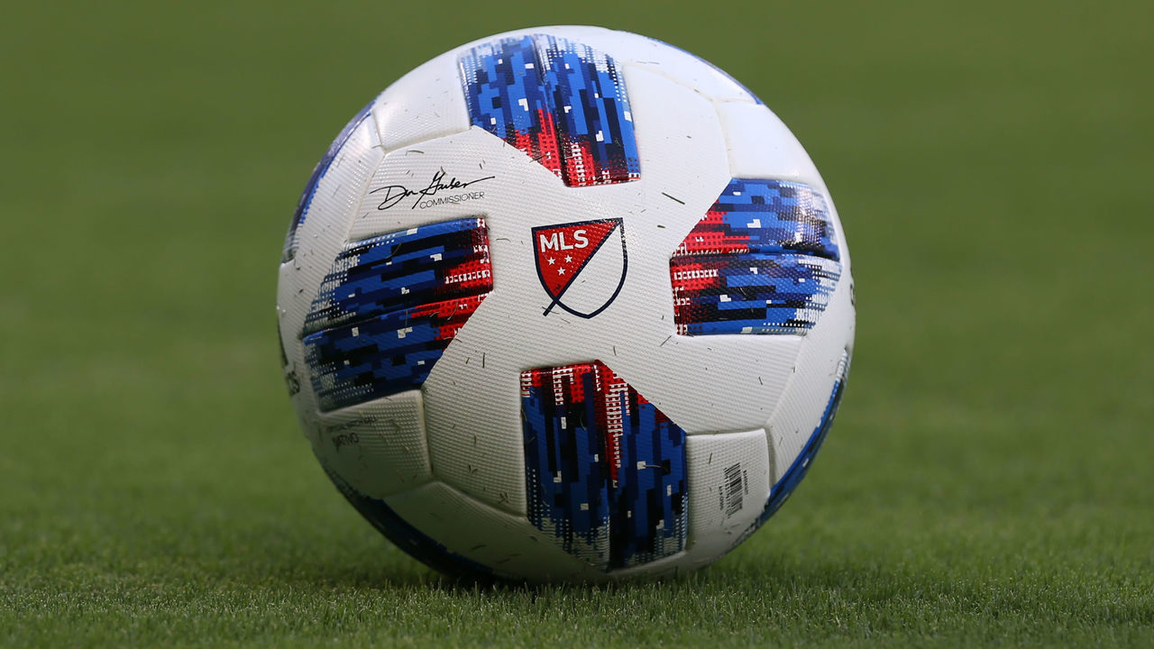 KANSAS CITY, KS - AUGUST 18: The MLS logo on a soccer ball before an MLS match between the Portland Timbers and Sporting Kansas City on August 18, 2018 at Children's Mercy Park in Kansas City, KS. Sporting KC won 3-0.