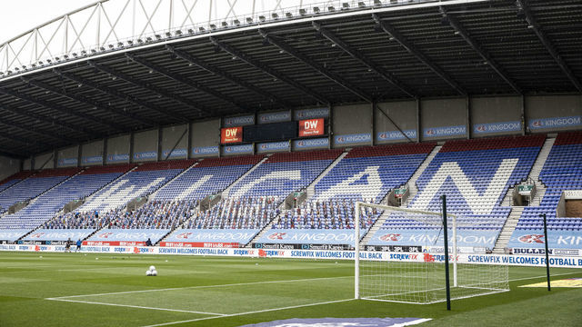 WIGAN, ENGLAND - JUNE 30: A general view of the stadium during the Sky Bet Championship match between Wigan Athletic and Stoke City at DW Stadium on June 30, 2020 in Wigan, England.