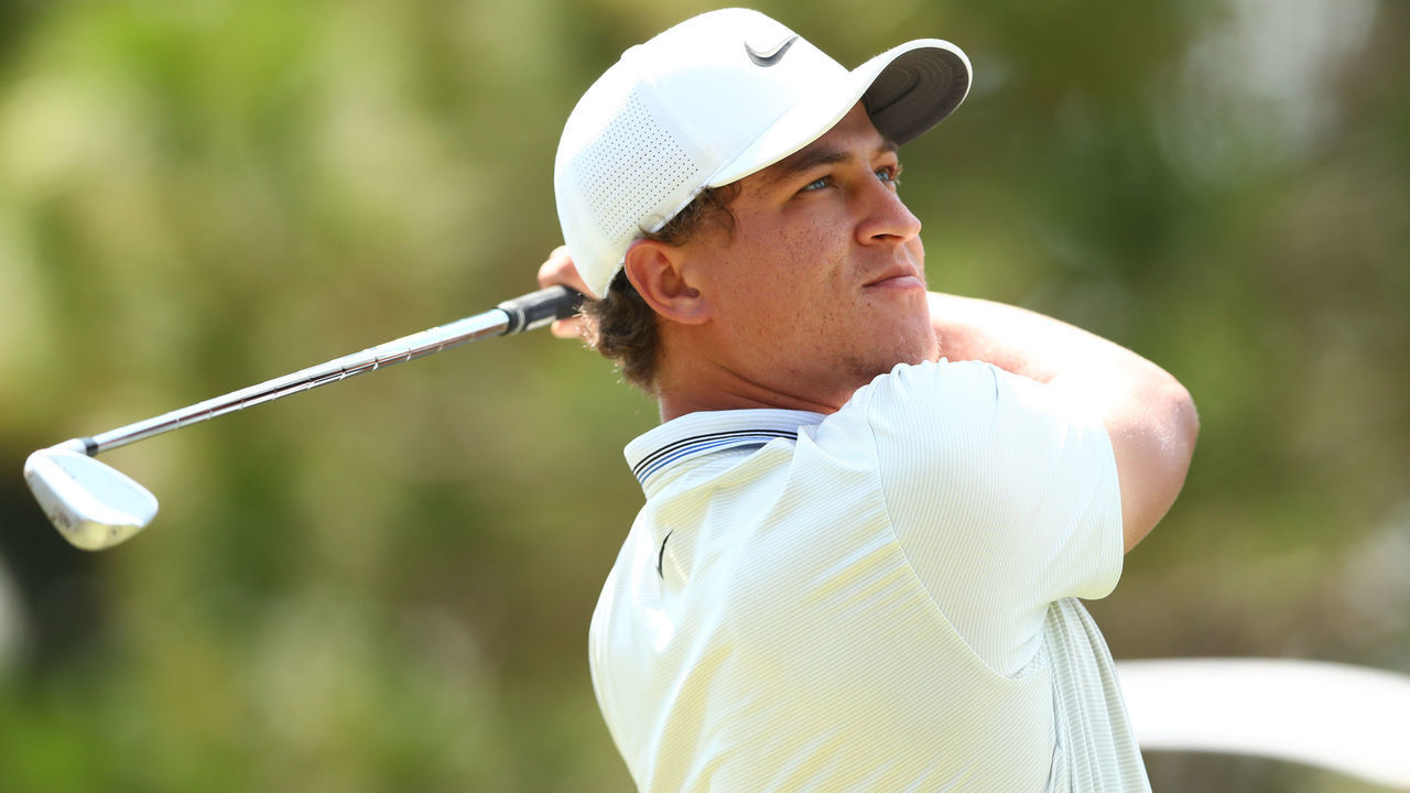 GOLD COAST, AUSTRALIA - DECEMBER 19: Cameron Champ of The United States plays a shot during day one of the PGA Championships at RACV Royal Pines on December 19, 2019 in Gold Coast, Australia.
