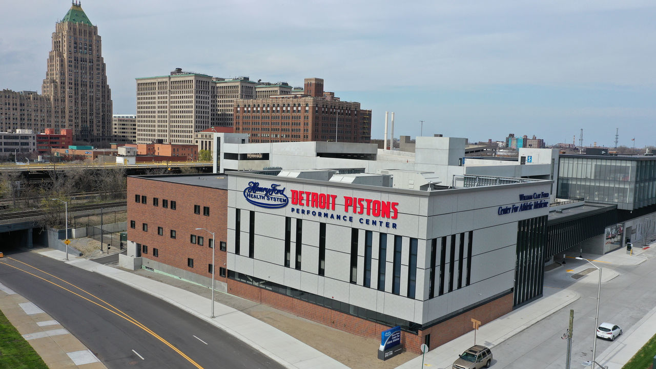 DETROIT, MI - APRIL 28: General view of the Henry Ford Detroit Pistons Performance Center on April 28, 2020 in Detroit, Michigan. The NBA recently announced the possibility of re-opening team practice facilities as early as May 8.
