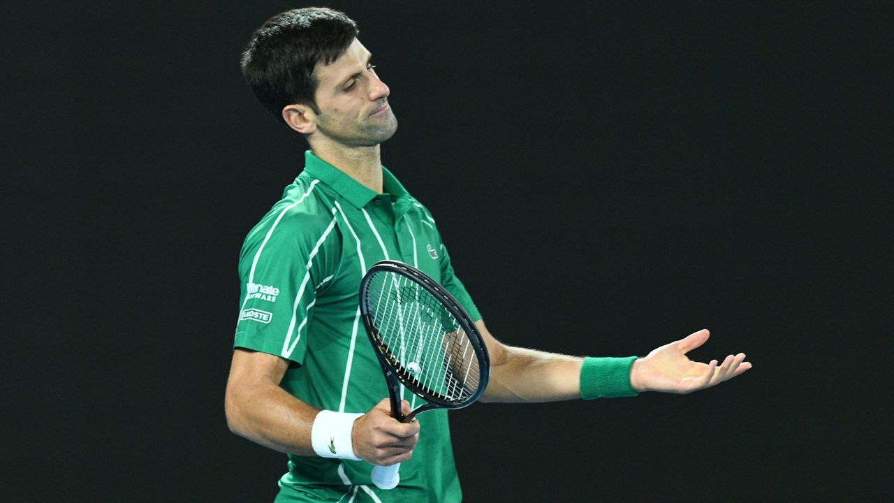 MELBOURNE, AUSTRALIA - (ARCHIVE) : A file photo dated February 2, 2020 shows Novak Djokovic of Serbia in action against Dominic Thiem (not seen) of Austria during Men's Singles Final match within the 2020 Australian Open at Melbourne Park in Melbourne, Australia. World no. 1 in menâs tennis, Serbiaâs Novak Djokovic, tests positive for coronavirus.