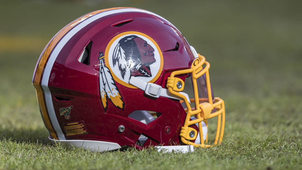 LANDOVER, MD - DECEMBER 22: A Washington Redskins helmet is seen on the field before the game between the Washington Redskins and the New York Giants at FedExField on December 22, 2019 in Landover, Maryland.