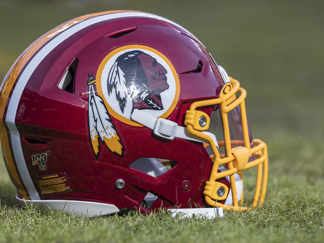 LANDOVER, MD - DECEMBER 22: A Washington Redskins helmet is seen on the field before the game between the Washington Redskins and the New York Giants at FedExField on December 22, 2019 in Landover, Maryland.