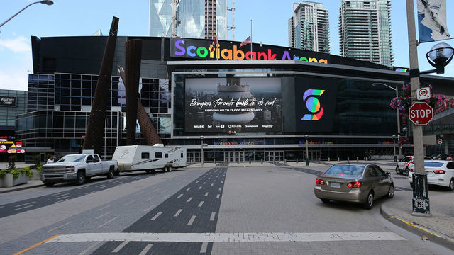 TORONTO, ON- JUNE 30 - Scotiabank Arena, home of the Toronto Maple Leafs is still in the running to see professional hockey as Toronto remains in the running to be one of the NHL hub cities. Toronto moves into phase two with the rest of Ontario as the province tries to slow the spread of COVID-19 in Toronto. June 30, 2020. (Steve Russell/Toronto Star via Getty Images)