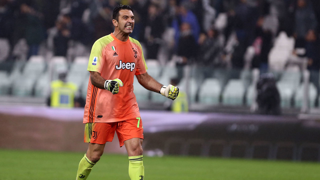 ALLIANZ STADIUM, TORINO, ITALY - 2019/10/30: Gianluigi Buffon of Juventus FC celebrate during the Serie A match between Juventus Fc and Genoa Cfc. Juventus Fc wins 2-1 over Genoa Cfc.