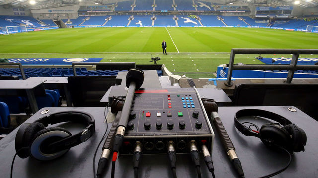 View of the stadium from the BBC Sport commentary box before the FA Cup fifth round match at the AMEX Stadium, Brighton.