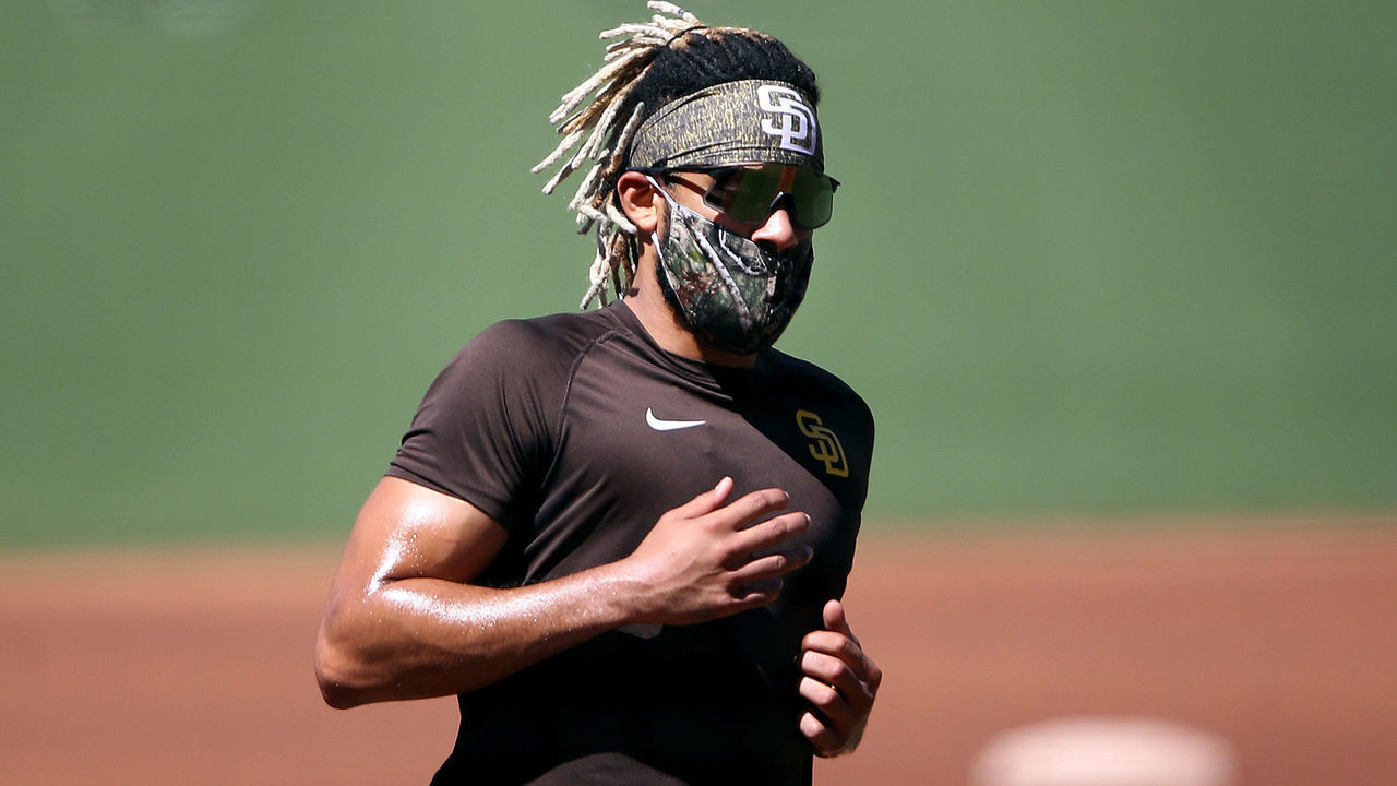SAN DIEGO, CALIFORNIA - JULY 04: Fernando Tatis Jr. #23 of the San Diego Padres practices during their summer workouts at PETCO Park on July 04, 2020 in San Diego, California.