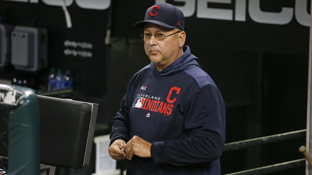 CHICAGO, ILLINOIS - SEPTEMBER 26: Manager Terry Francona #77 of the Cleveland Indians stands in the dugout prior to the game against the Chicago White Sox at Guaranteed Rate Field on September 26, 2019 in Chicago, Illinois.