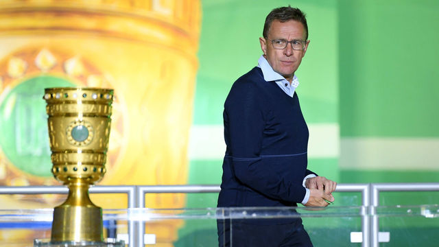 BERLIN, GERMANY - MAY 25: Ralf Rangnick, Manager of RB Leipzig walks past the trophy in defeat after the DFB Cup final between RB Leipzig and Bayern Muenchen at Olympiastadion on May 25, 2019 in Berlin, Germany.