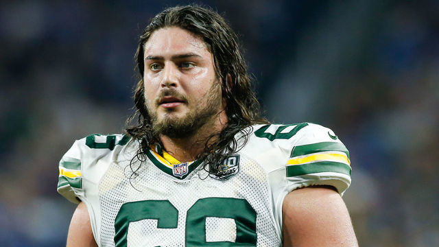 DETROIT, MI - OCTOBER 07: Green Bay Packers tackle David Bakhtiari (69) is seen during a regular season game between the Green Bay Packers and the Detroit Lions on October 7, 2018 at Ford Field in Detroit, Michigan.